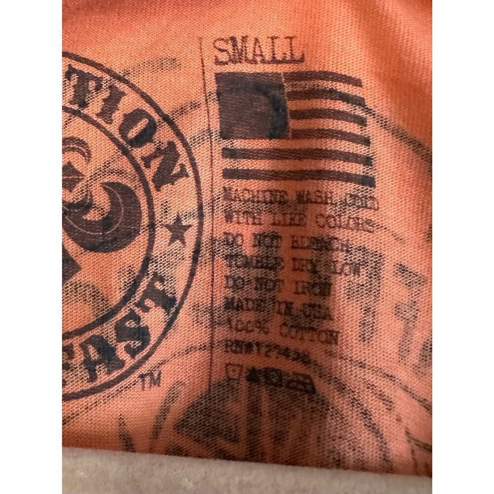 AFFLICTION Old Crow American Customs 3/4 Sleeve Tee Women’s Orange Small Y2K NWT - Picture 2 of 3
